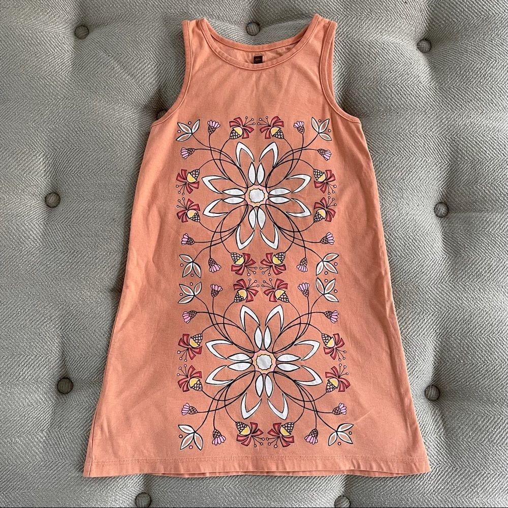 Tea Collection Tank Dress Floral Muted Orange 6